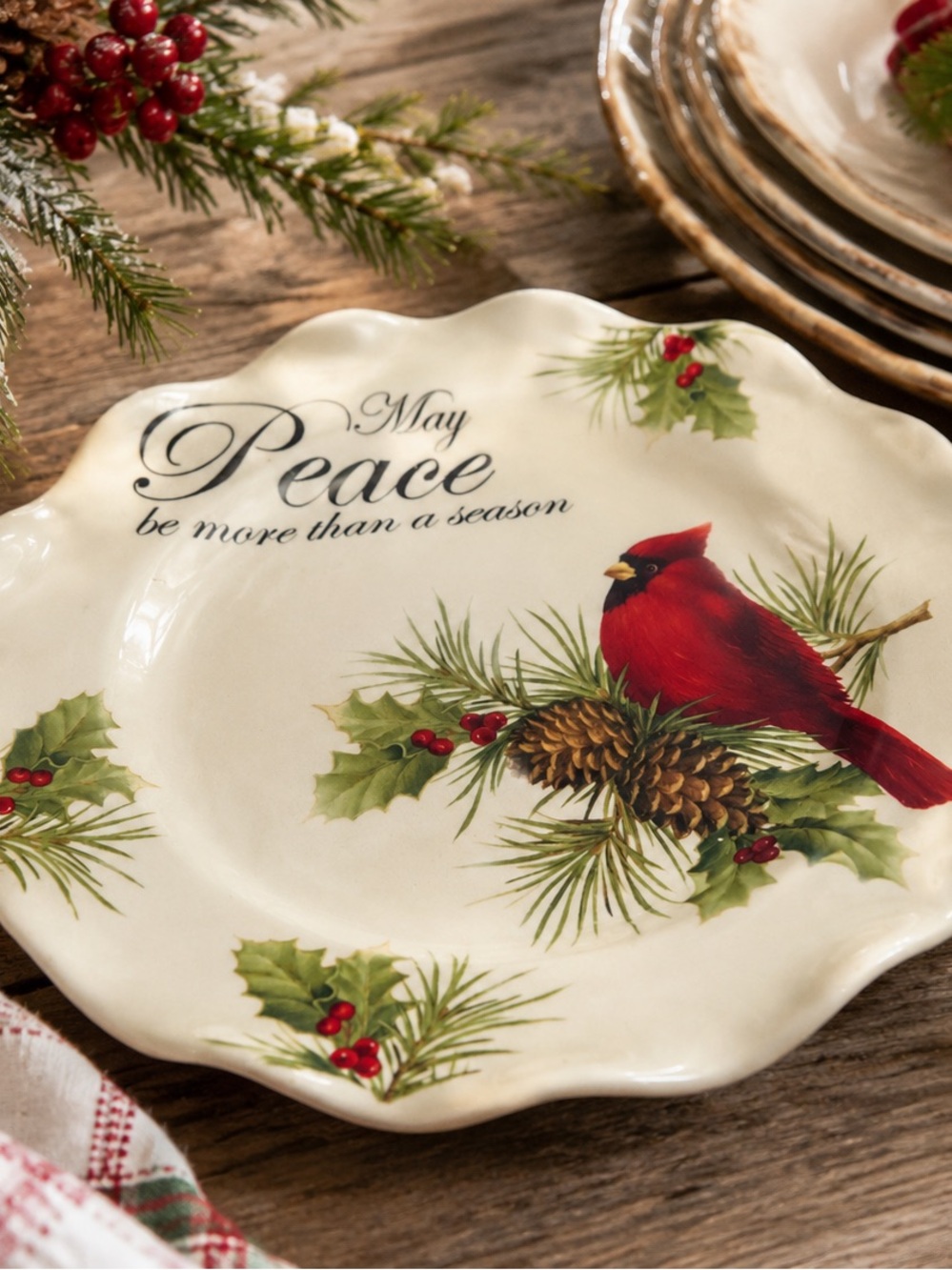 Cracker Barrel Cardinal Decorative Plate “May Peace Be More Than a Season”